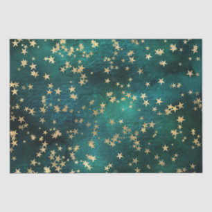 Papel De Seda Estrellas Doradas Celestiales sobre Fondo de Galax