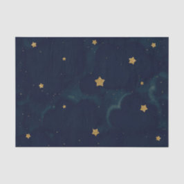 Papel De Seda Estrellas Doradas Cielo Nocturno Azul Oscuro Fiest