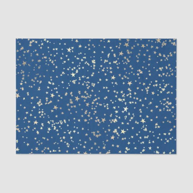 Papel De Seda estrellas doradas de fondo azul (Anverso)