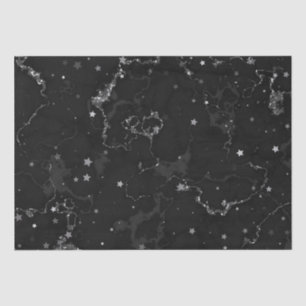 Papel De Seda Estrellas elegantes de mármol negro de plata