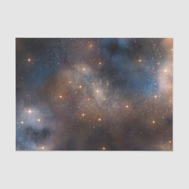 Papel De Seda Estrellas estelares Galaxia Azul Patrón negro (Anverso)