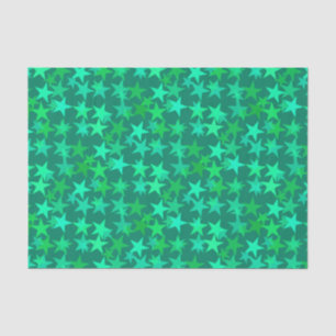 Papel De Seda Estrellas geométricas modernas, verde esmeralda y 