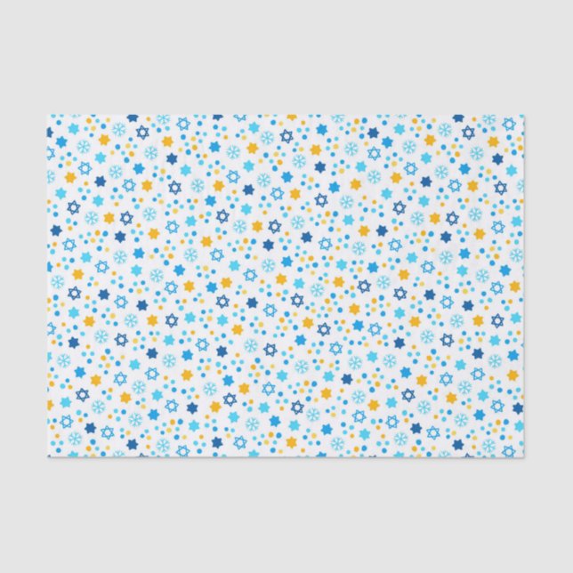 Papel De Seda Estrellas judías de Chanukah con copas de nieve bl (Anverso)