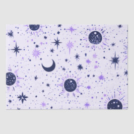 Papel De Seda Estrellas lunares celestiales negras y moradas