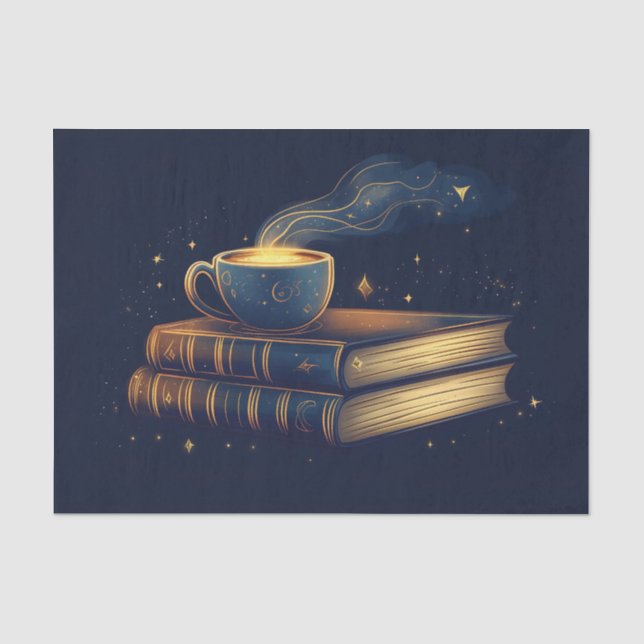 Papel De Seda Estrellas mágicas y café con libros (Anverso)