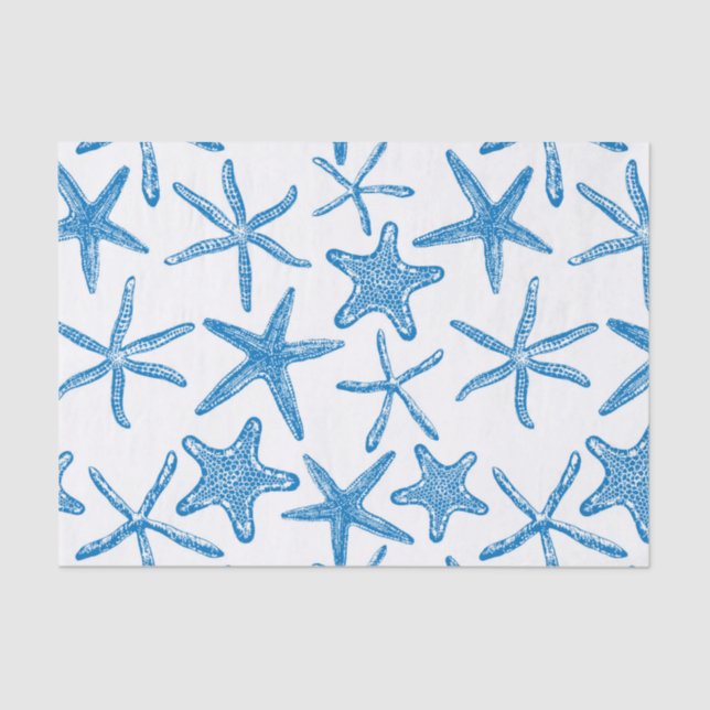 Papel De Seda Estrellas marinas de azul (Anverso)