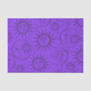 Papel De Seda Estrellas moradas celestiales de luna morada