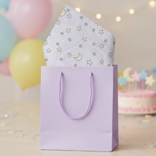 Papel De Seda Estrellas moradas y lunas Swirly Pastel