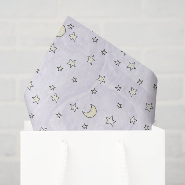 Papel De Seda Estrellas moradas y lunas Swirly Pastel (Bolsa de regalo)