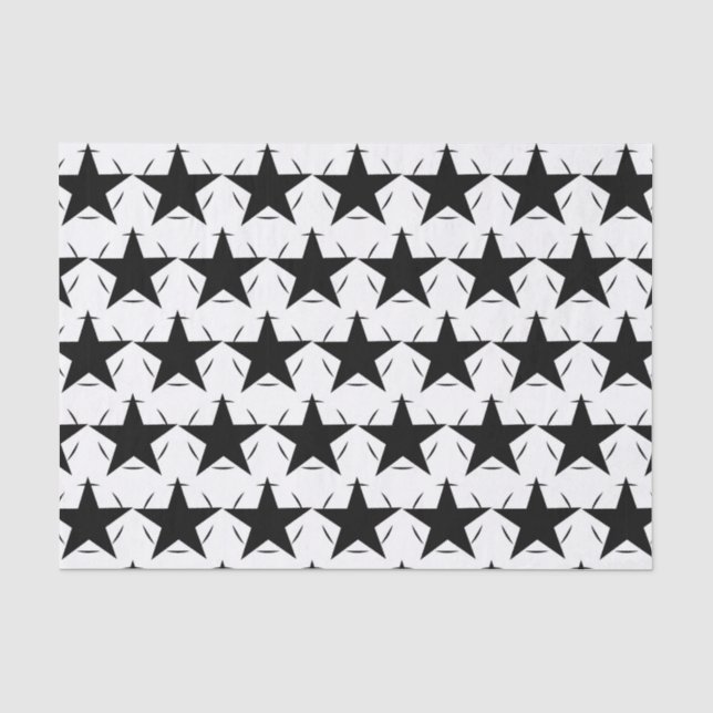Papel De Seda Estrellas Negras Blancas (Anverso)