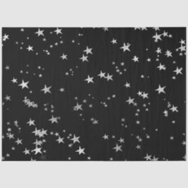 Papel De Seda Estrellas negras plateadas