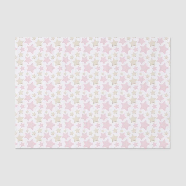 PAPEL DE SEDA ESTRELLAS PASTEL PINK & TAN (Anverso)