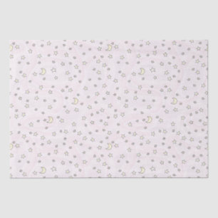 Papel De Seda Estrellas rosadas y lunas