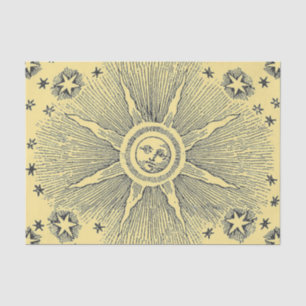 Papel De Seda Estrellas Sol Antiguo Cielo Nocturno Zodiaco Medie