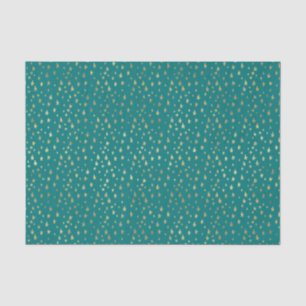 Papel De Seda Estrellas turquesas y doradas