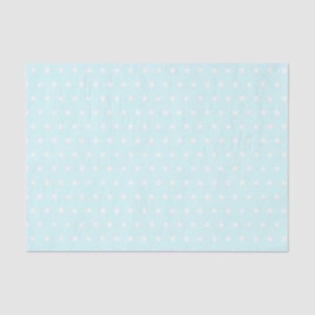 Papel De Seda Estrellas Verde azuladas y blancas (Anverso)