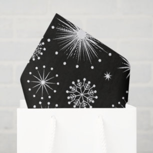 Papel De Seda Estrellas y copos de nieve de Navidad vintage retr