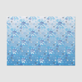 Papel De Seda Estrellas y copos de nieve en blanco y azul intrin