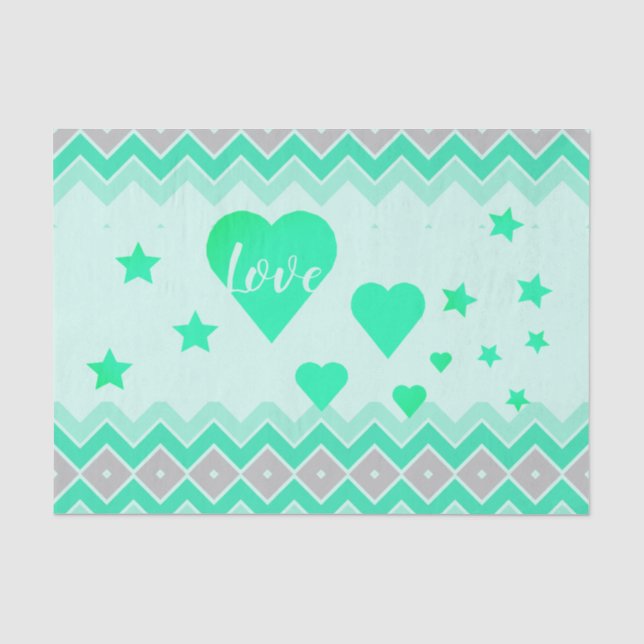 Papel De Seda Estrellas Y Corazón (Anverso)