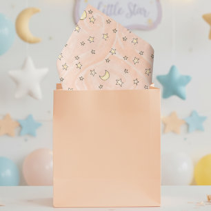 Papel De Seda Estrellas y lunas de Naranja Swirly Pastel