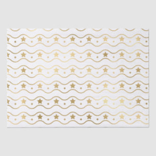 Papel De Seda Estrellas y olas de Navidad elegantes en blanco y