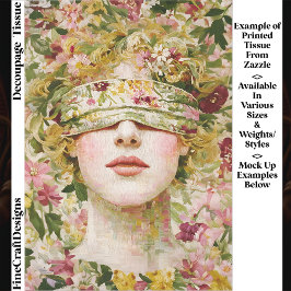 Papel De Seda Etérea Floral Femenina, Ojos Vendados EW7 Decoupag