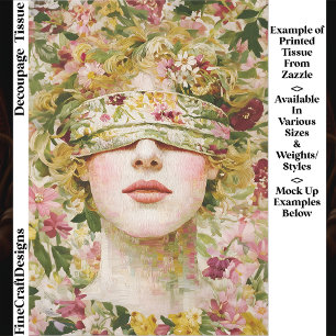 Papel De Seda Etérea Floral Femenina, Ojos Vendados EW7 Decoupag