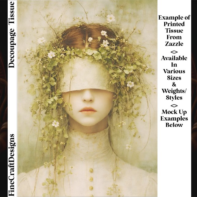 Papel De Seda Ethereal Botanical Blindfold Woman FH6 Decoupage (Subido por el creador)