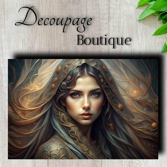 Papel De Seda Ethereal Maiden Portrapage (Ethereal Maiden Portrait Decoupage Tissue Paper)