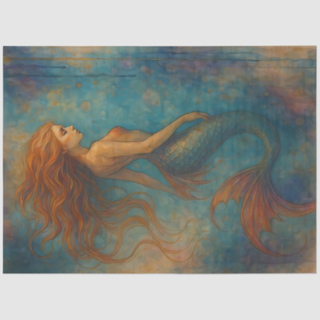 Papel De Seda Ethereal Mermaid Siren Fantasy Decoupage (Anverso)