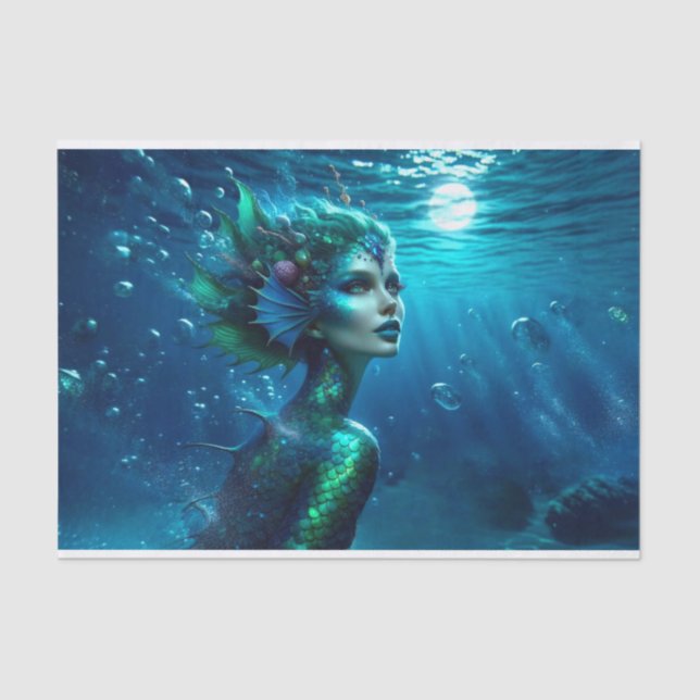 Papel De Seda Ethereal Siren Mermaid Ocean Decoupage (Anverso)