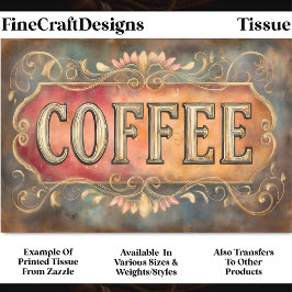 Papel De Seda Etiqueta de café de estilo antiguo Rótulo Decoraci