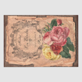Papel De Seda Etiqueta vintage y Ilustraciones Shabby Tejido Chi