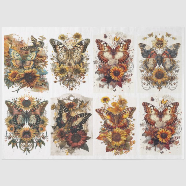 Papel De Seda Etiquetas de mariposa (Anverso)