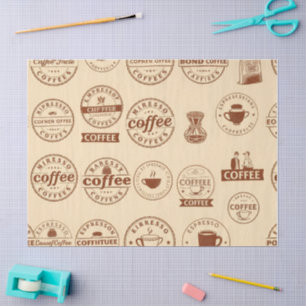 Papel De Seda Etiquetas y sellos para café retro
