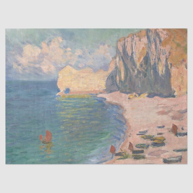 Papel De Seda Étretat: La playa y el Falaise de Claude Monet (Anverso)