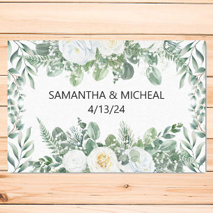 Papel De Seda Eucalipto de boda Aquarela floral blanco