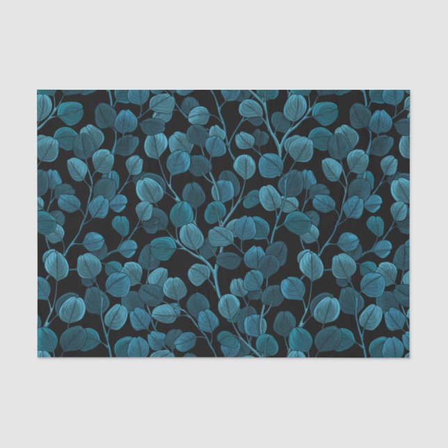 Papel De Seda Eucalipto en azul (Anverso)