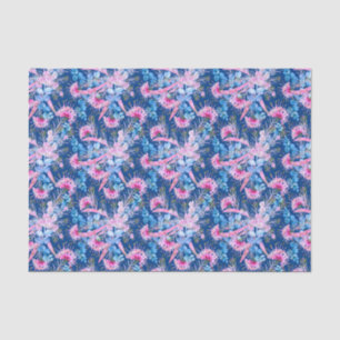 Papel De Seda Eucalipto Grevillea Azul Y Rosa