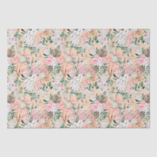 Papel De Seda Eucalipto Rosa Blanco Floral Boho Nupcial Cumpleañ