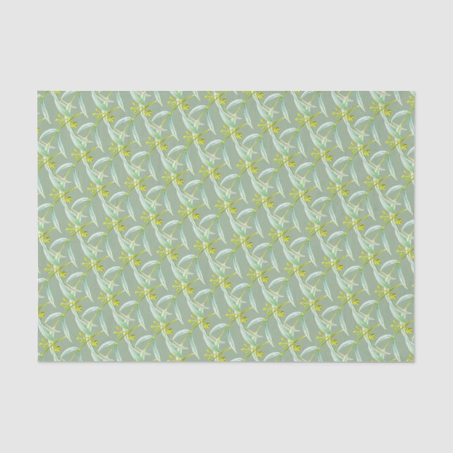 Papel De Seda Eucalyptus deja arte de pintura acuarela (Anverso)