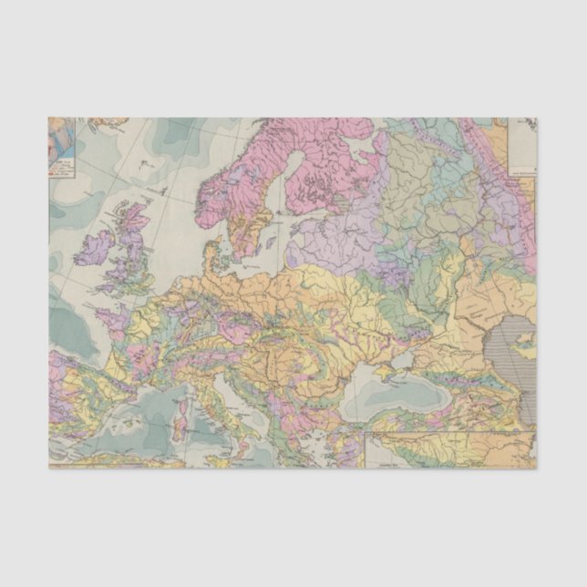 Papel De Seda Europa - mapa geológico de Europa (Anverso)