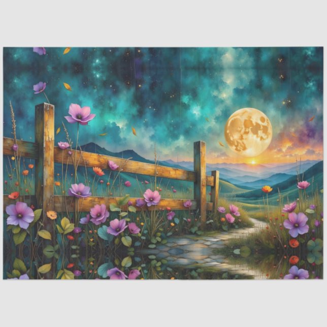 Papel De Seda Evening Floral and Landscape Lunar Glow  (Anverso)