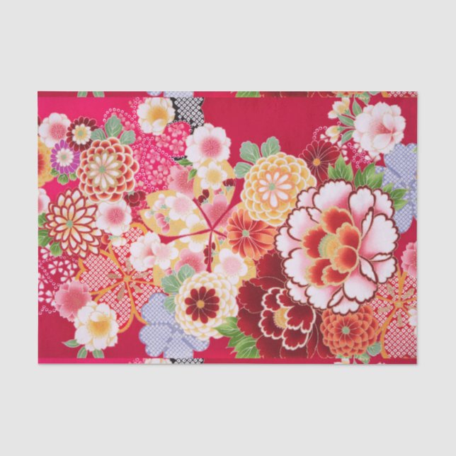 Papel De Seda Explosión floral roja de Falln (Anverso)