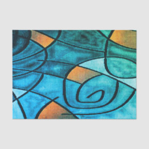 Papel De Seda Expresionismo moderno verde azul