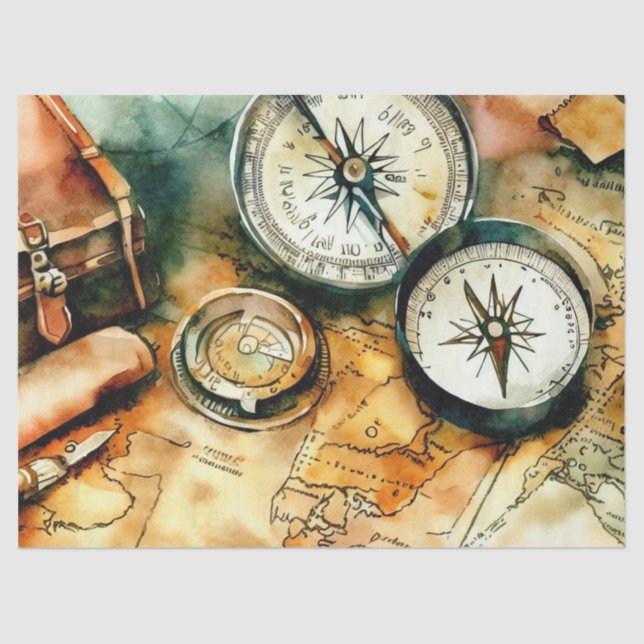 Papel De Seda "Exquisita cartografía: la aventura espera" (Anverso)