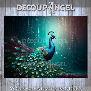 Papel De Seda Exquisito pavo real con desenlace de efecto lluvia