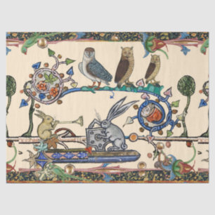Papel De Seda EXTRAÑO BESTIARIO MEDIEVAL HACIENDO Lechuzas DE MÚ