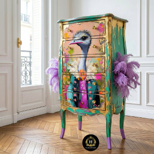 Papel De Seda Extraordinaria descomposición de avestruces floral