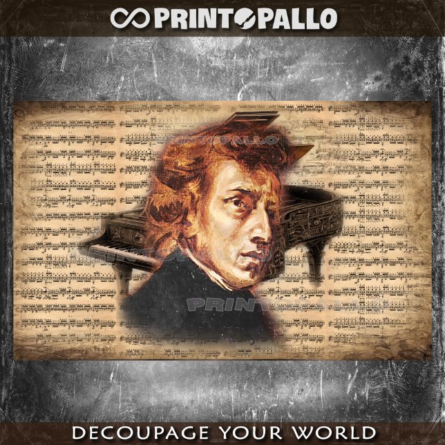Papel De Seda F. Chopin El maestro del piano con hoja de música (Subido por el creador)